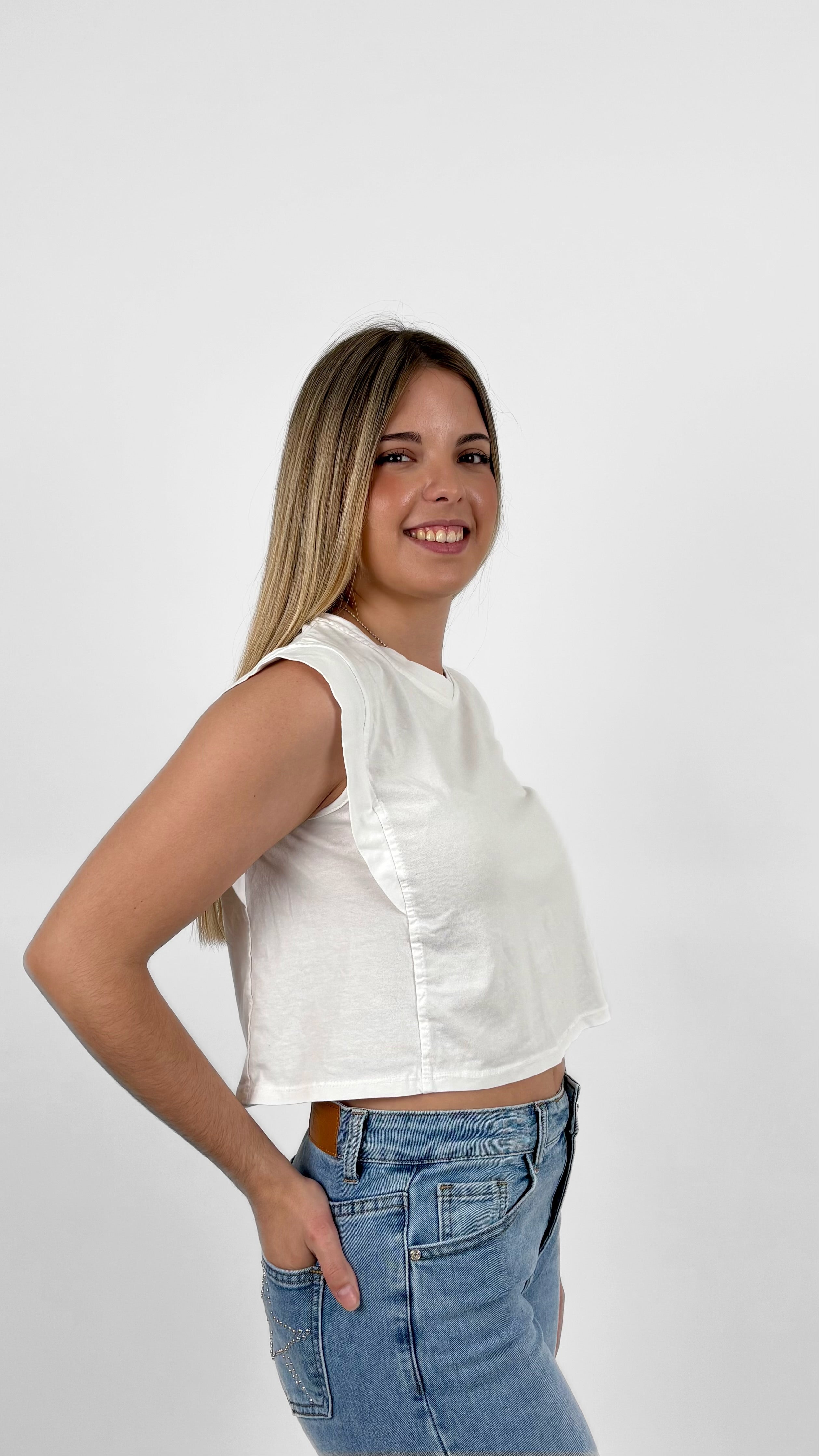 Top crop básico blanco