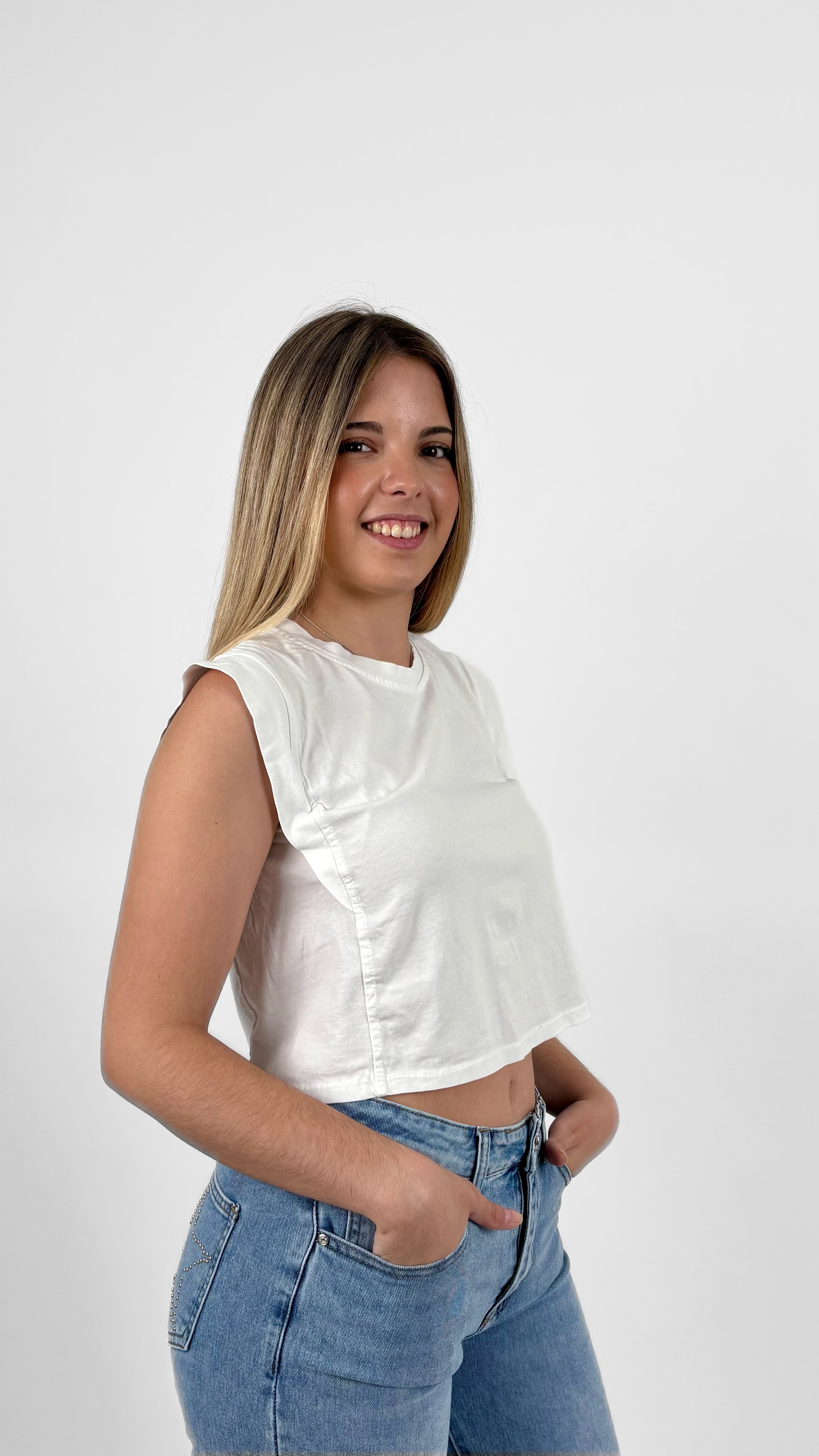 Top crop básico blanco