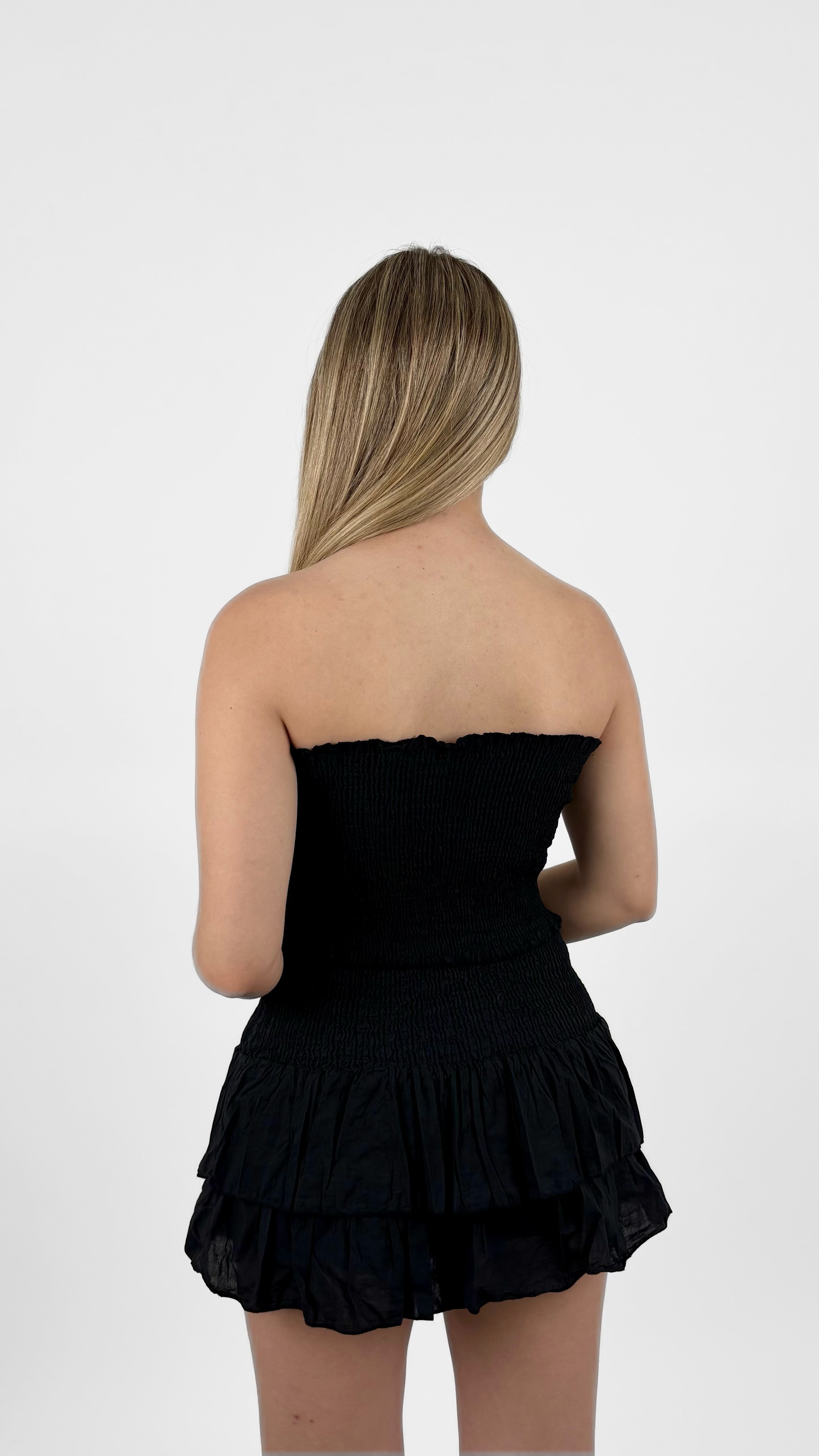 Top bandeau nido de abeja negro