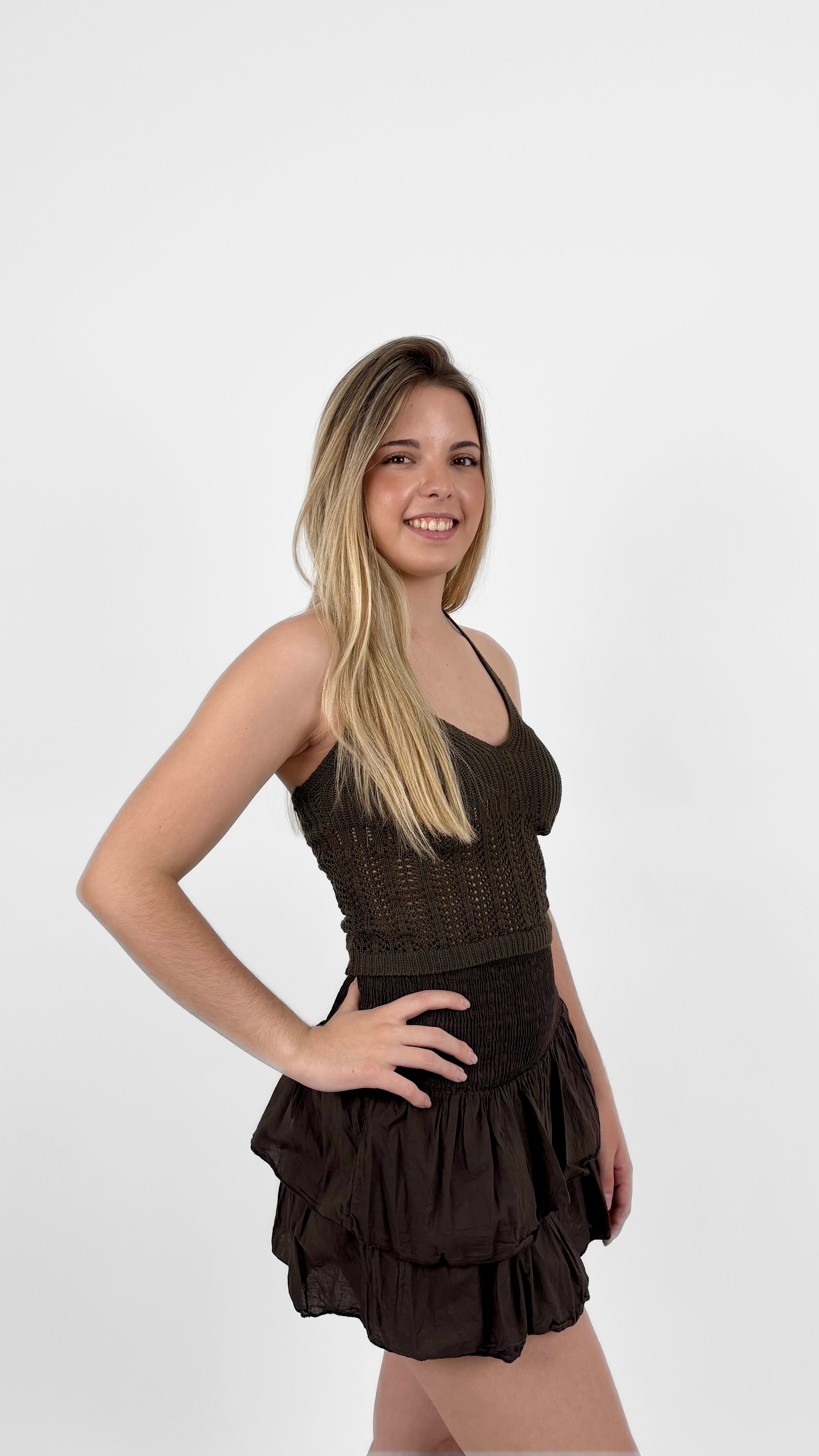 Top tirantes crochet marrón