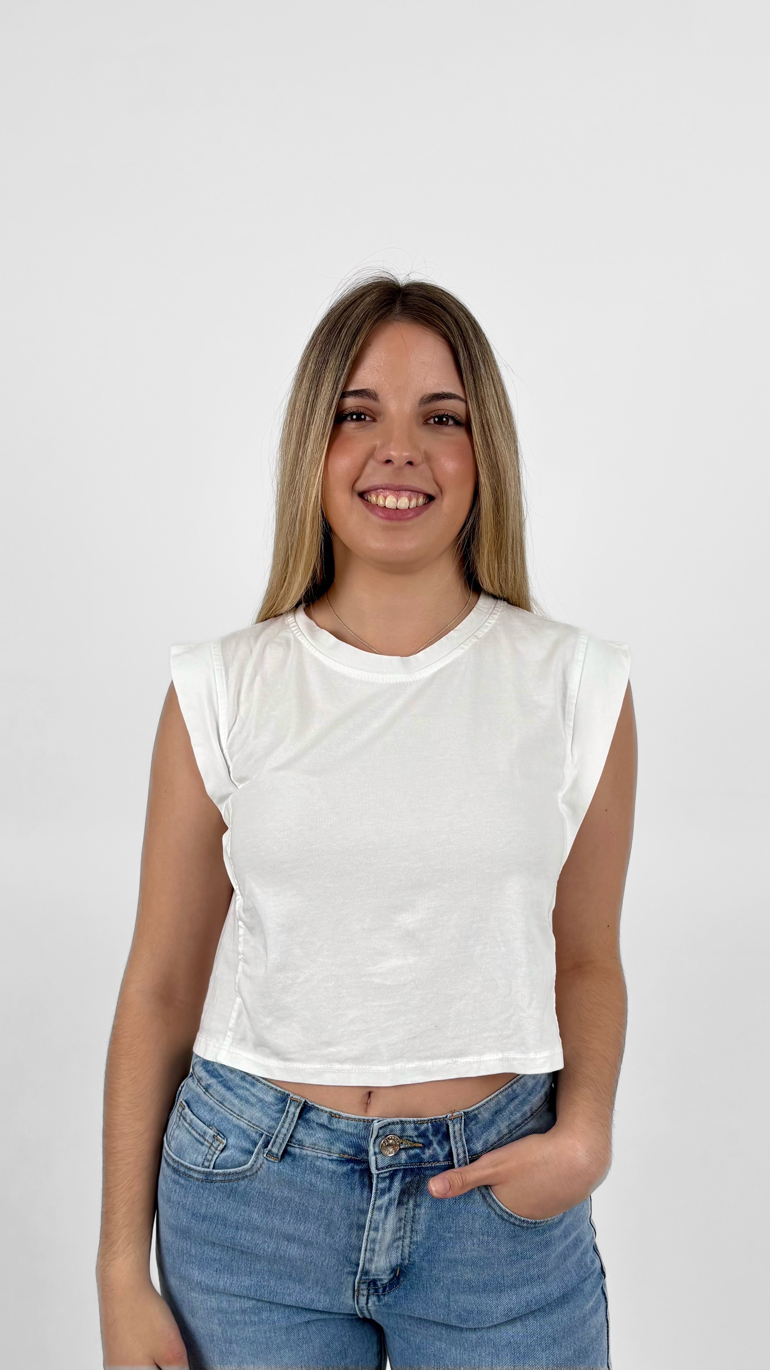Top crop básico blanco