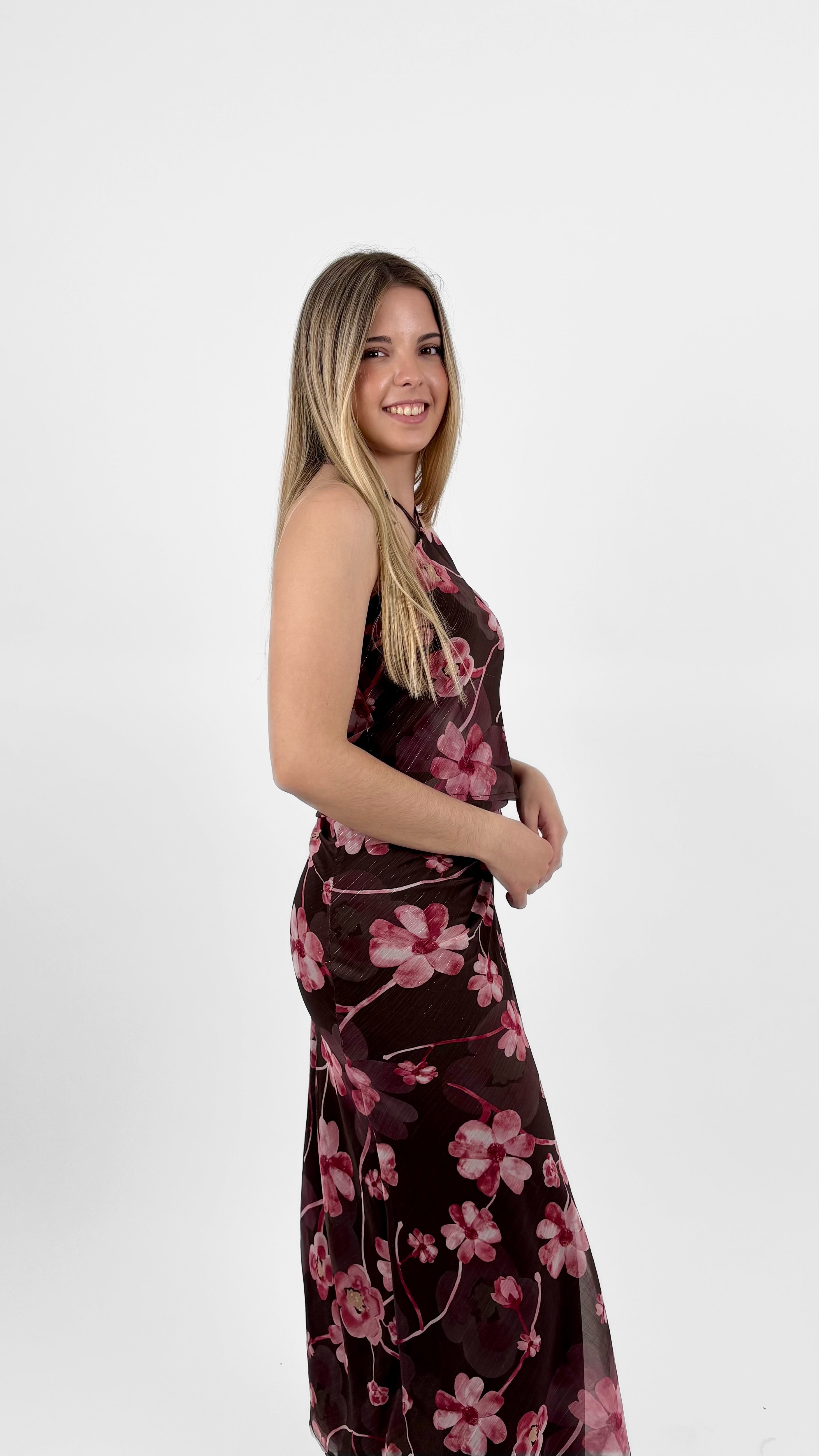 Conjunto halter floral marrón